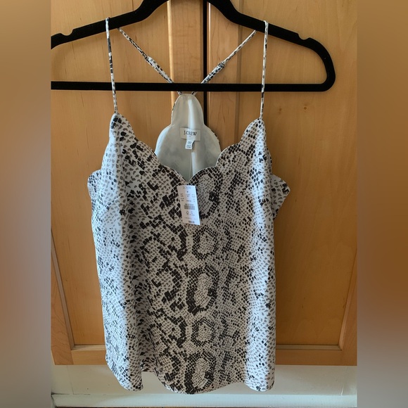 J. Crew Tops - J. Crew Scallop Neck Snake Print Cami in Black & White
